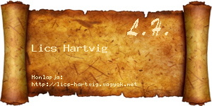 Lics Hartvig névjegykártya